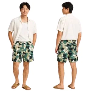 White Printed Cotton Shorts