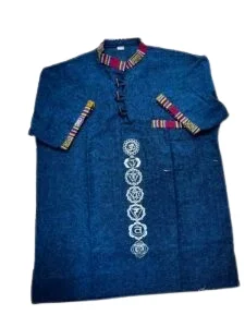 Navy Blue 7 Chakras Printed Cotton Kurta