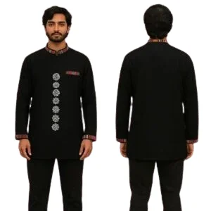 Black Linen Kurta Set